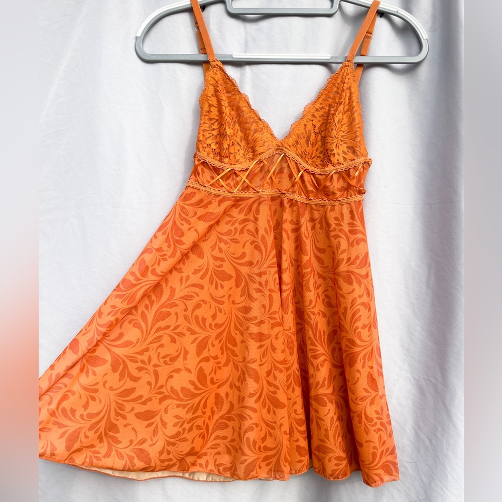 Orange Sheer Slip Dress